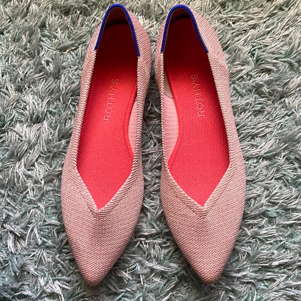 Rothys metallic rose gold points sz 9 worn once